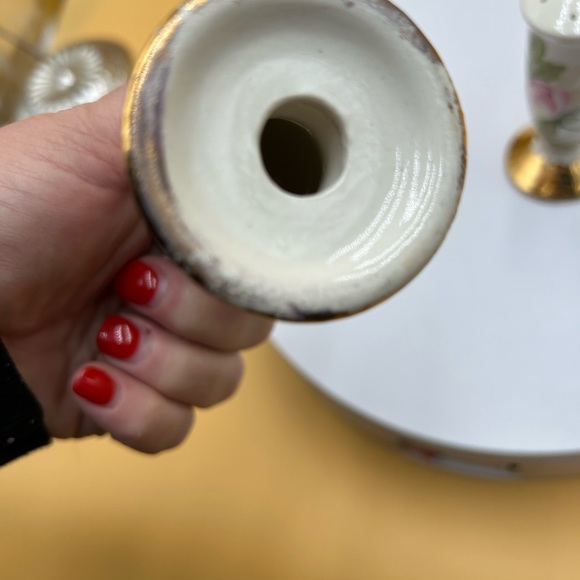 Vintage hand painted rose salt pepper shakers, Mother’s Day, cottage, pink - Picture 6 of 6